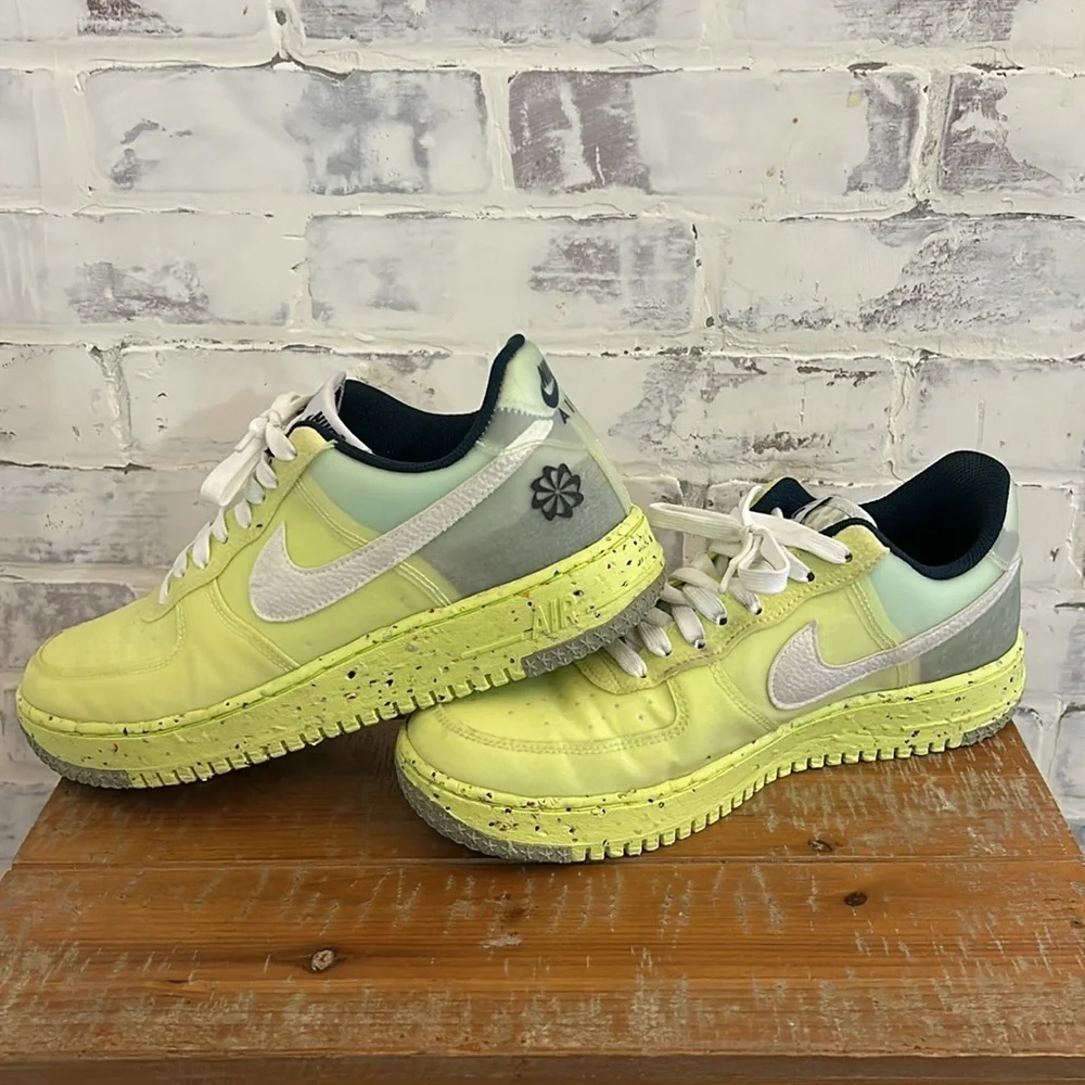 Nike Air Force 1 Crater Lt Lemon Twist White Shoes DH2521 700 Men's Size 9.5
